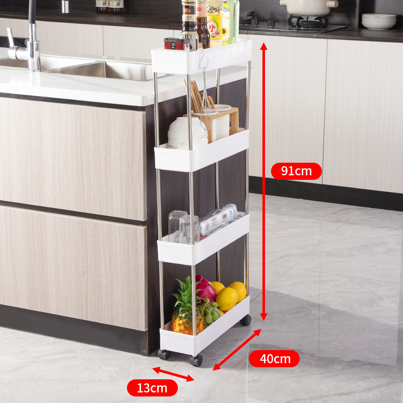 Estante de almacenamiento de cocina Armario de almacenamiento de cajones de múltiples capas tipo piso Estante de almacenamiento de espacio estrecho Estante de almacenamiento de espacio