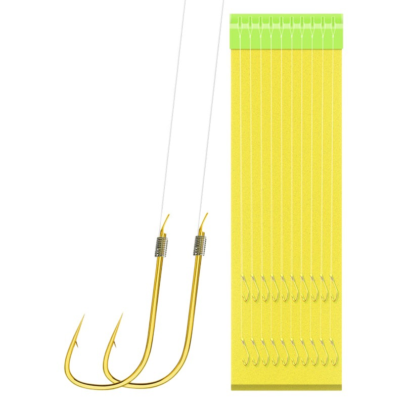 0.1 0.3 Gold Sleeve Fish Hook Sub-line Double Hook Tie Finished Set Full Set Fishing Gear Barbed Stream Small Sleeve Hook