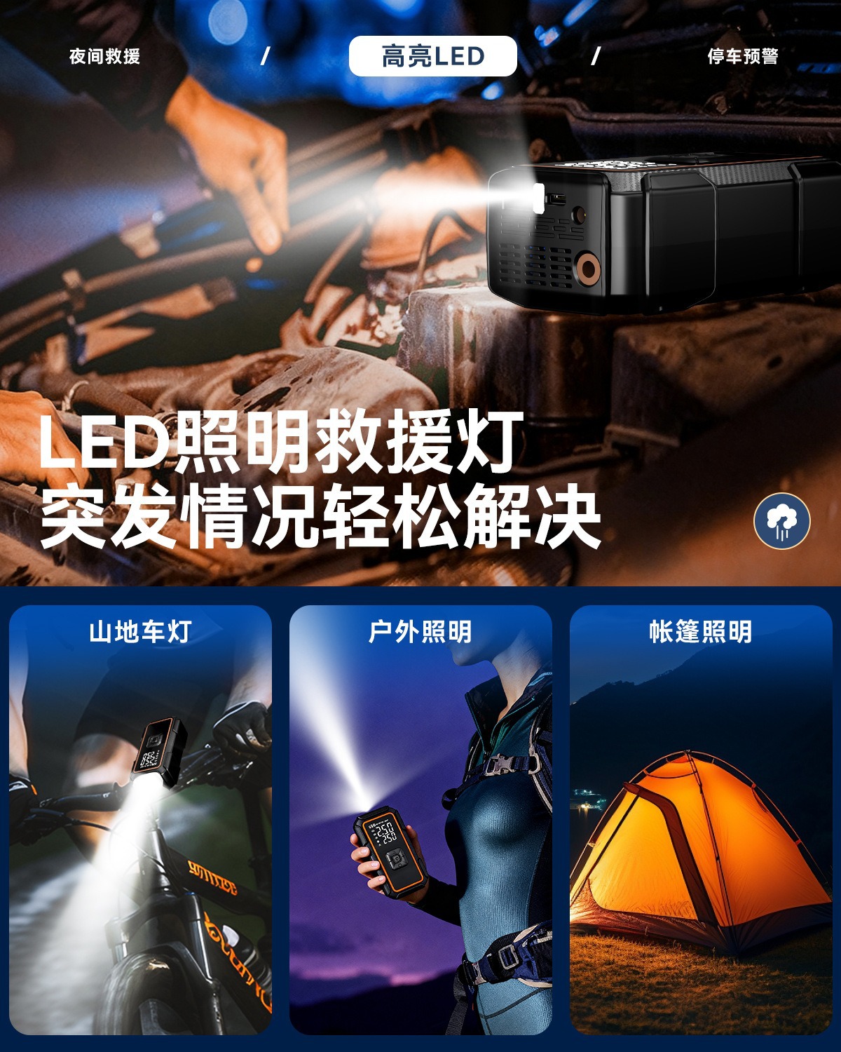 Car-Mounted Air Pump, Small Electric Air Pump, High-Power Portable Digital Display Air Pump, Multi-Functional Emergency Air Pump