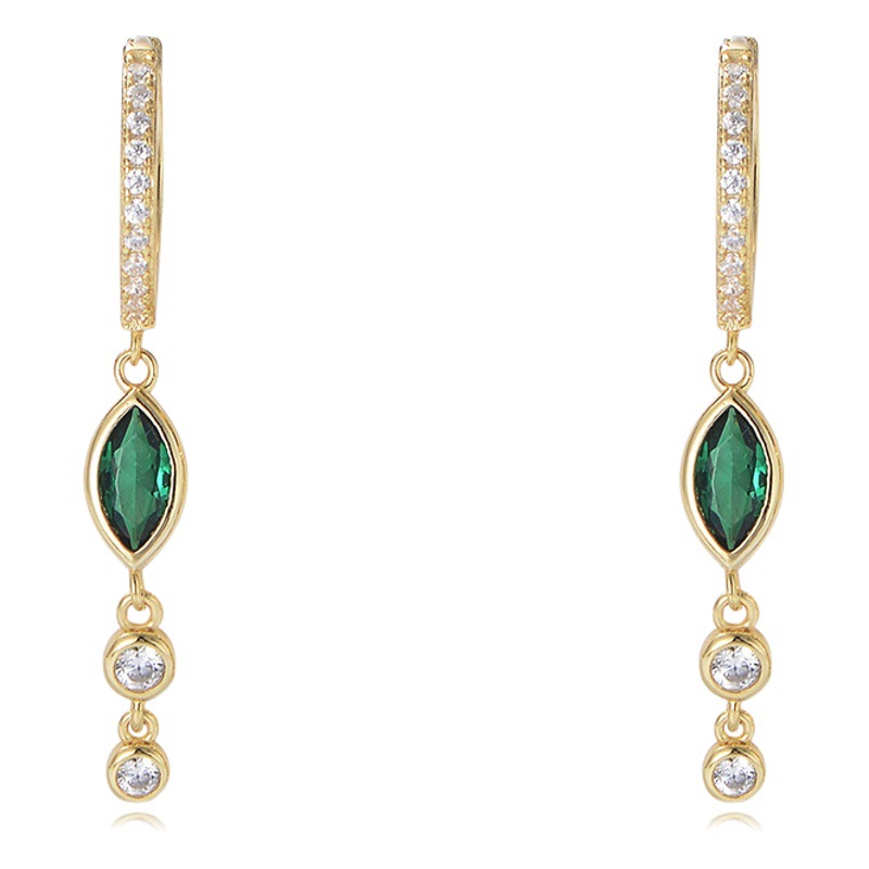 Europa y América ins estilo caballo ojo ZIRCON pendientes hebilla del oído pendientes elegantes de las mujeres de alto sentido s925 pendientes largos de plata esterlina