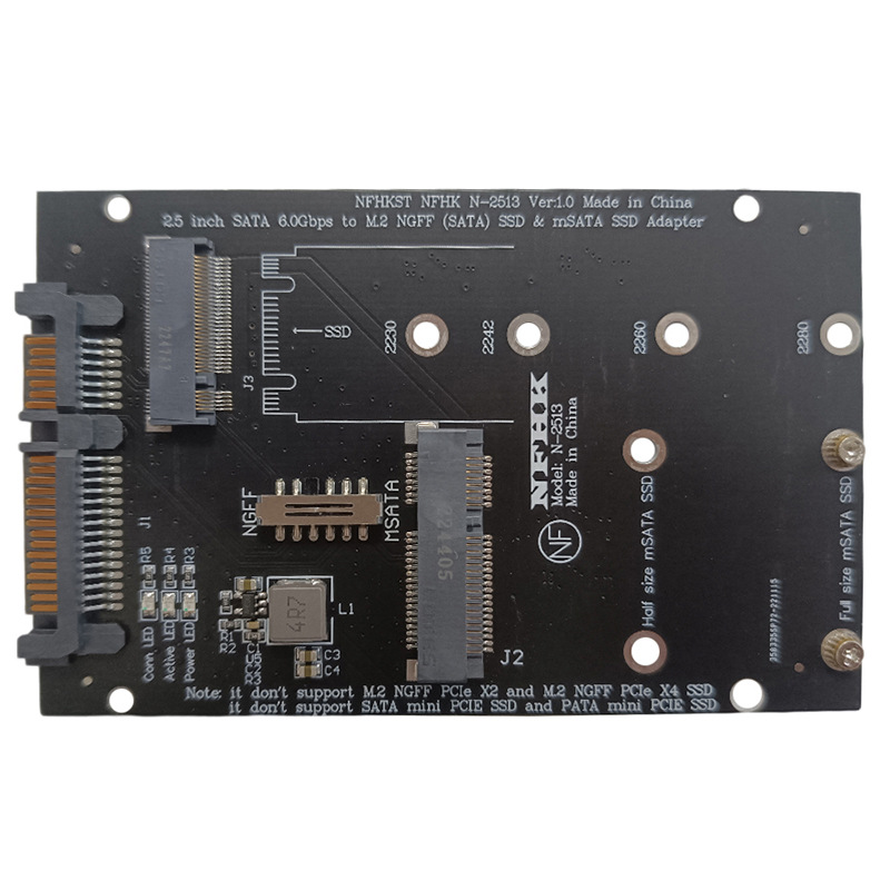M.2 NGFF mSATA SSD转2.5“ SATA3 to M.2 NGFF mSATA SSD转接卡