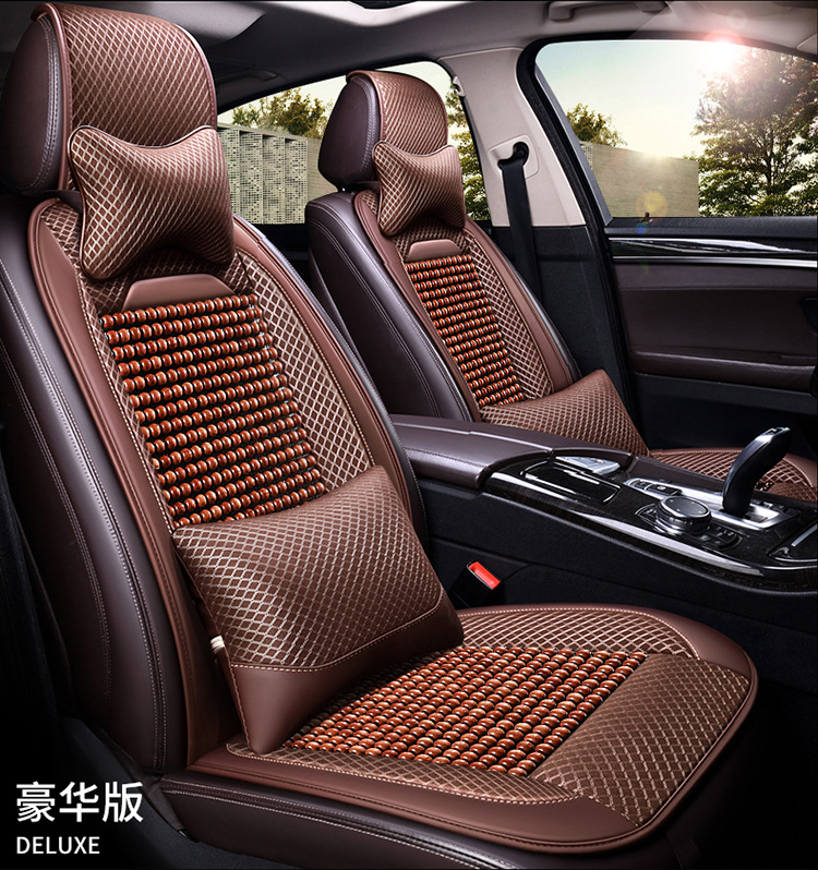 New Car Wooden Bead Cushion Summer Breathable Cooling Cushion Four-Season Universal Bead Car Cushion Half-Pack Seat Cushion Summer Seat Cover