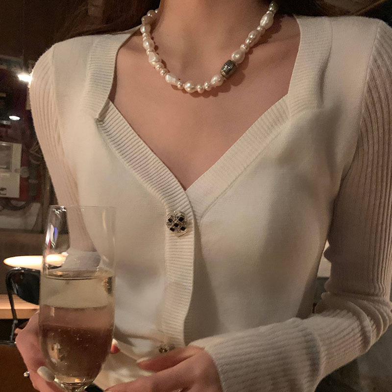 Fashion Geometric Imitation Pearl Beaded Necklace