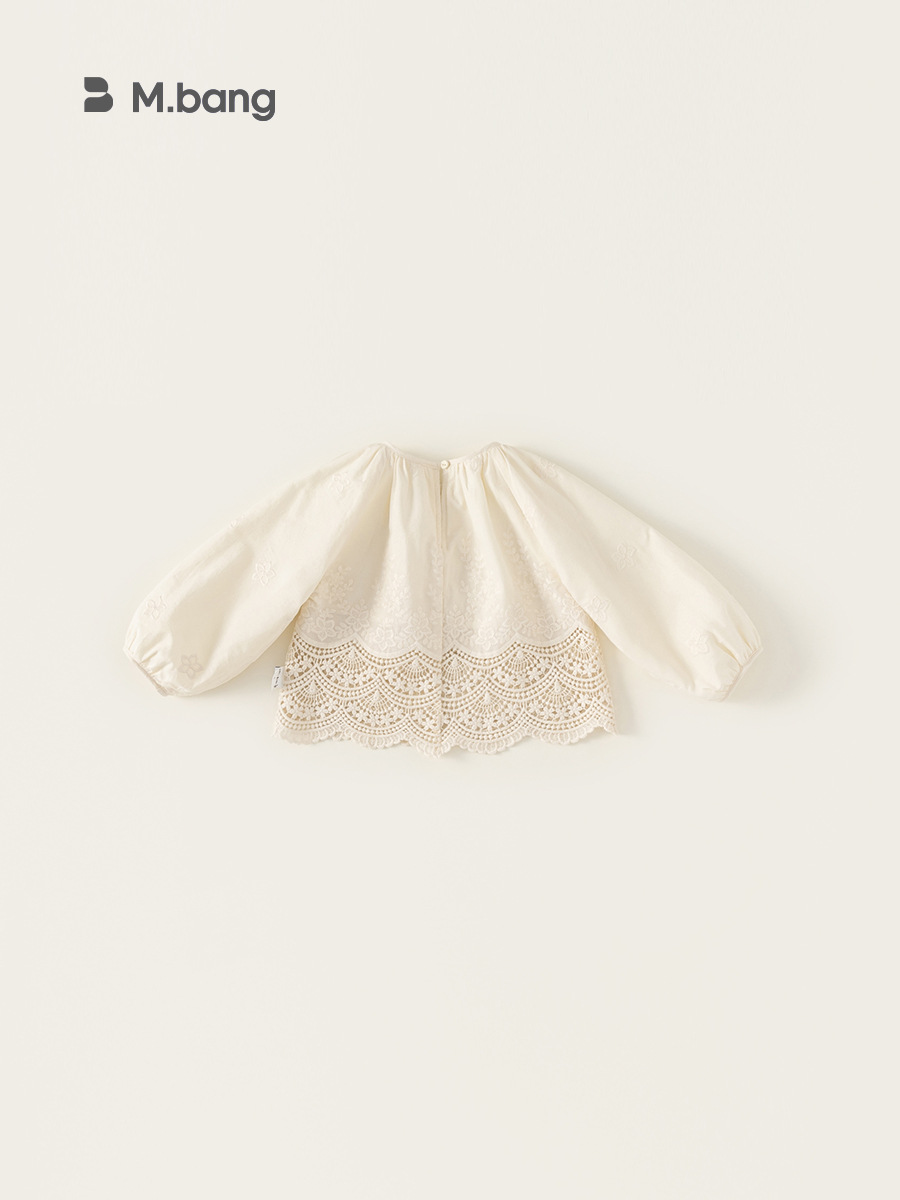 Bangchoan ropa para niños niñas camisas de otoño 2025 nuevo bebé femenino camisa de muñeca bordada hueca de manga larga para niños