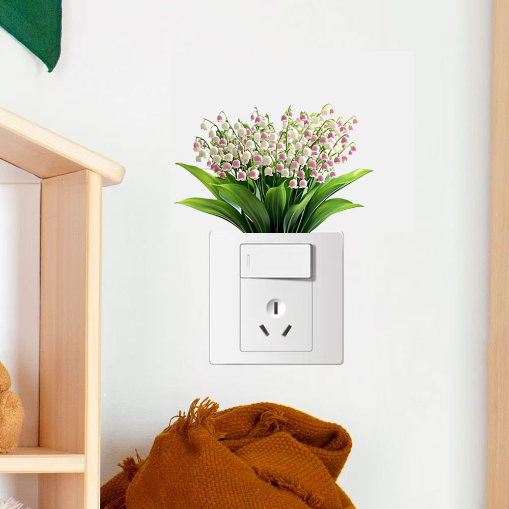 Nuevas flores de orquídea planta de pared interruptor de pegatinas de sala de estar dormitorio decoración del hogar pegatinas autoadhesivas impermeables