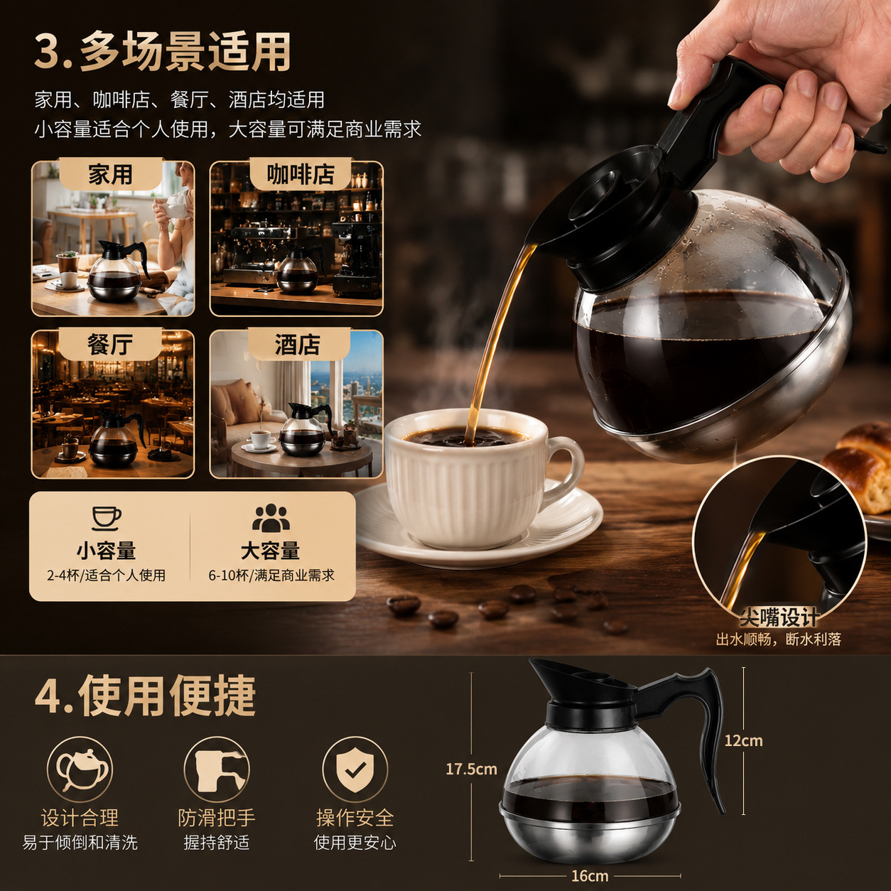 Cafetera de Goteo Estilo Americano de Plástico Apto para Cocinas de Inducción