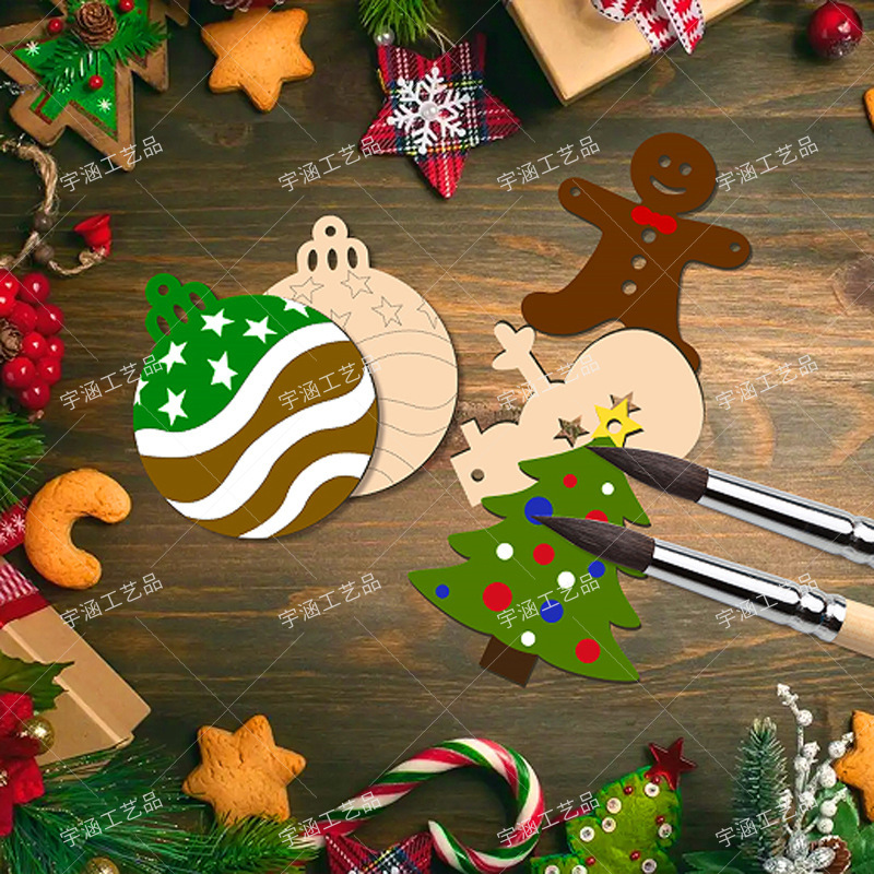 ウッドサイン木製クリエイティブクリスマス装飾用品ホーム装飾クリスマス木製diy落書き木製チップペンダント|undefined