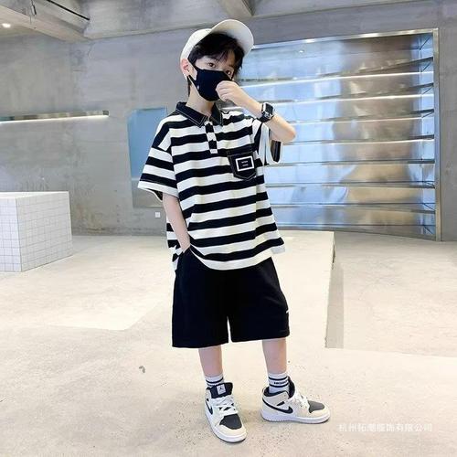 Korean TY children's fashion brand boys' polo shirt summer  new children's striped short-sleeve t-shirt big kid top