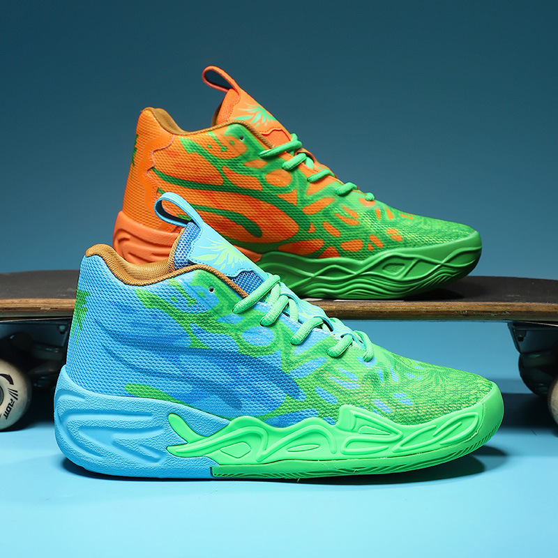 Tres bolas de cuatro generaciones de zapatos de baloncesto para hombres zapatos de fútbol de combate respirables estudiantes de secundaria fricción juvenil sonido Duck Duck zapatos de fútbol