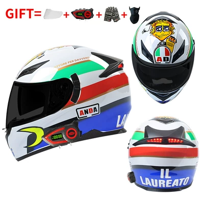 Safe for Men and Women, Motosiklet kaskı (dəbilqə) - bluetooth-model-dr-bai-black-tea-mirror-high-definition-mirror-m55-56-head-circumference