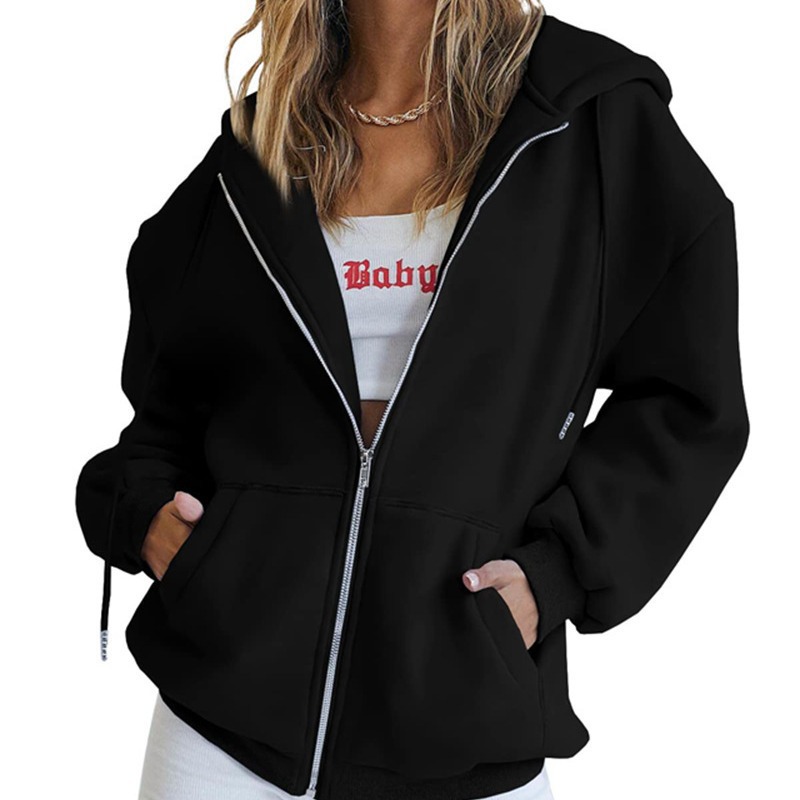 Women's Cute Hoodie Teen Girls Fall Jacket Oversized Sweatshirt Casual Drawstring Clothes Zipper Y