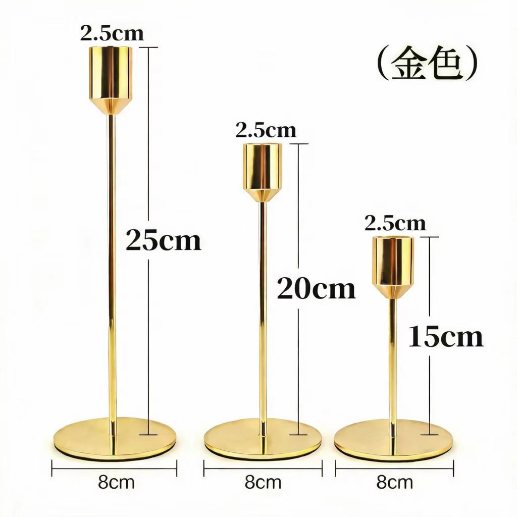 Candelaria de estilo nórdico simple dorado candelabros de hierro forjado mesa de comedor taza de velas romántica decoración de cena a la luz de velas