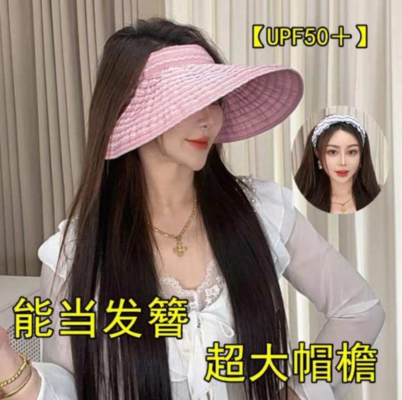 夏の女性用帽子は、韓国風の空のヘッドバンドサンハット布帽子多用途サンハット日焼け防止新しいスタイルを折りたたんで使用できます。|undefined