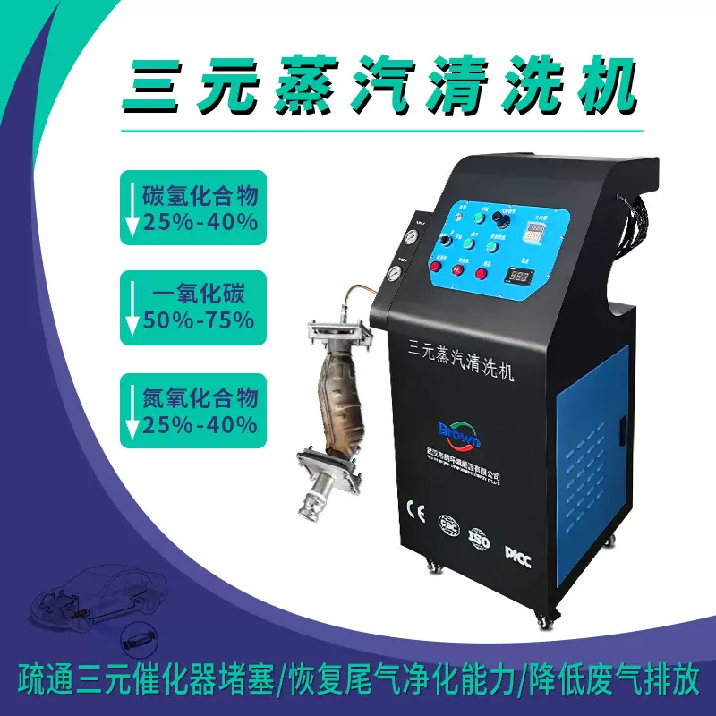 布朗三元蒸汽清洗设备汽油车高效疏通，催化器清洗机高温高压