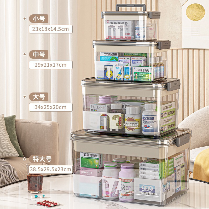 家用透明大容量收纳箱大号家庭装医疗箱多层药箱便携式药品收纳盒|undefined