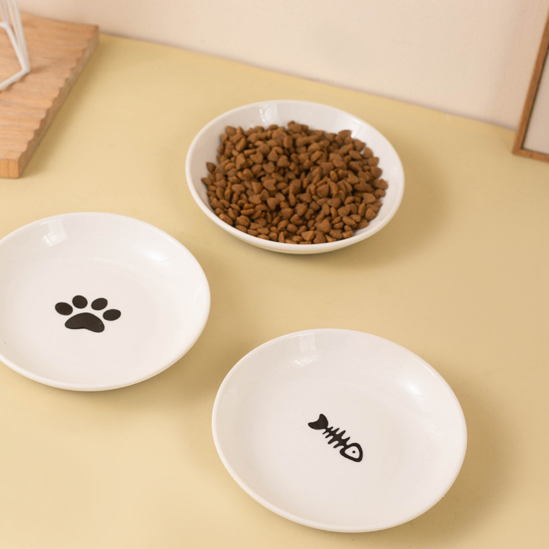 Plato de gato de cerámica tazón de gato alimentación comida para gatos merienda de silicona antideslizante antidetonantes puede plato tazón de comida para gatitos suministros para mascotas