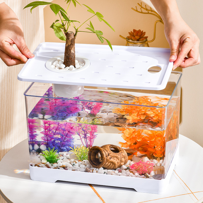Plastic glass aquarium decor for office