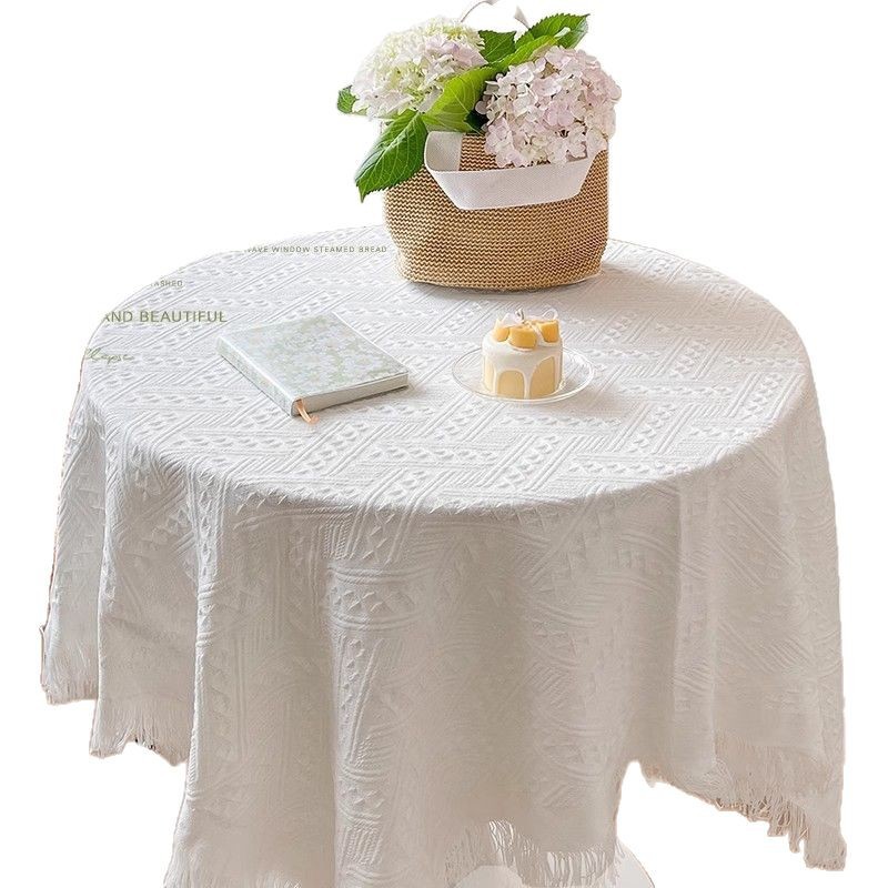 Topa de mesa ligera de lujo alta sensación de algodón y lino blanco francés diseño de cumpleaños mesa redonda rectangular barraca de mesa de té