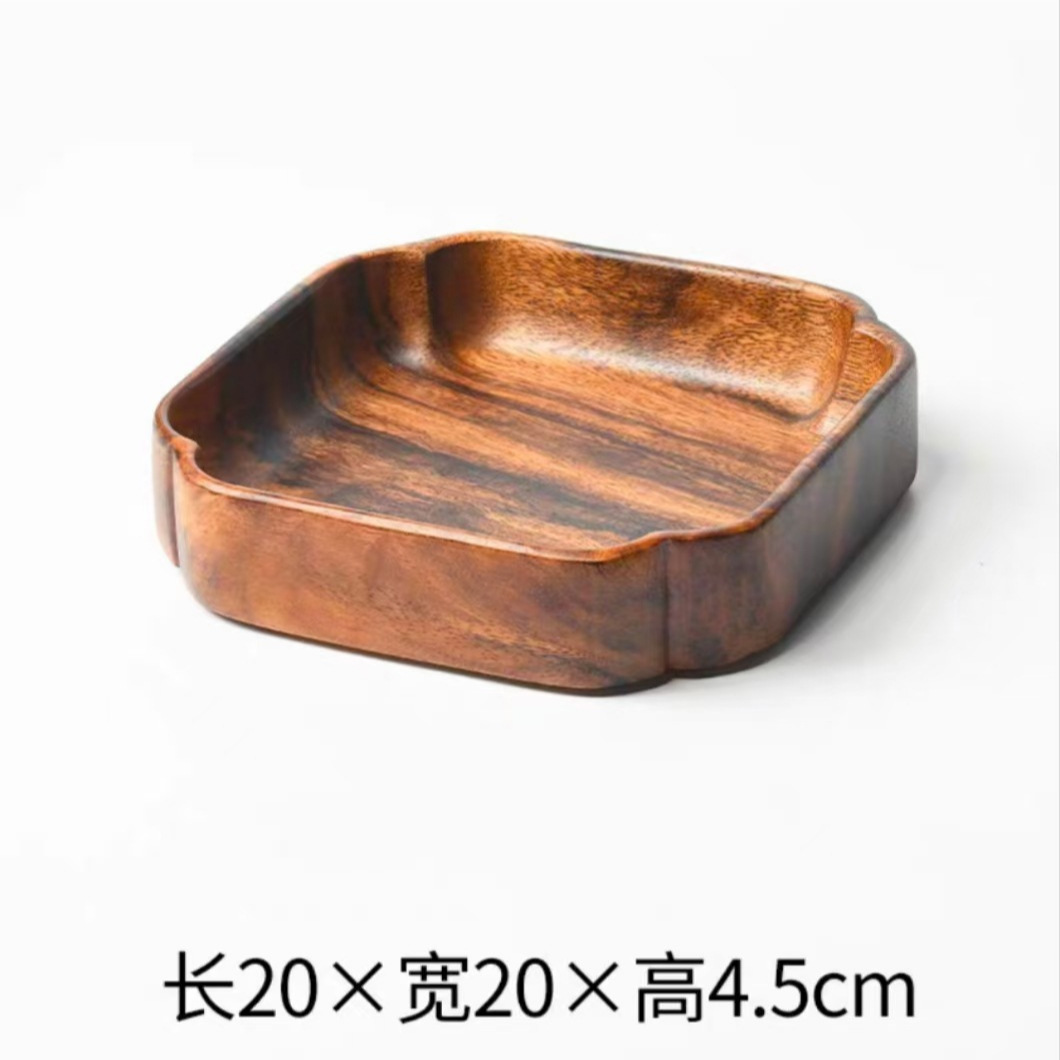 일본식 호두나무 트레이, 디너 접시, 애프터눈 티, 고급 샐러드 그릇, 사각형 나무 접시, 나무 차 세트