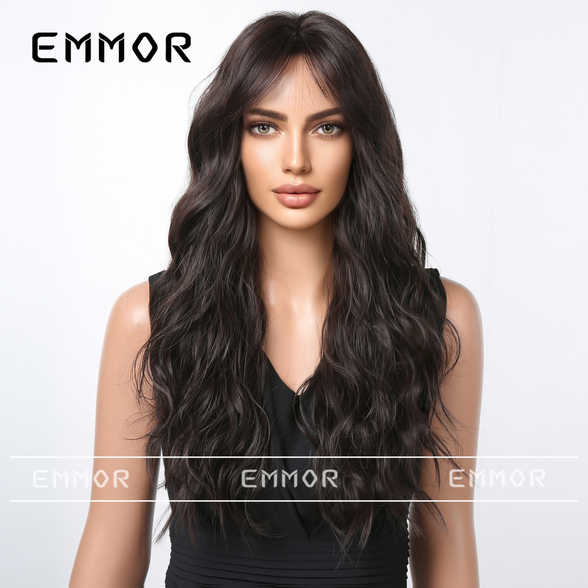 Comercio exterior transfronterizo europeo y americano nueva peluca Mujer de lana de longitud media rizado Pelo Largo reparación cara moda mullido conjunto de peluca superior