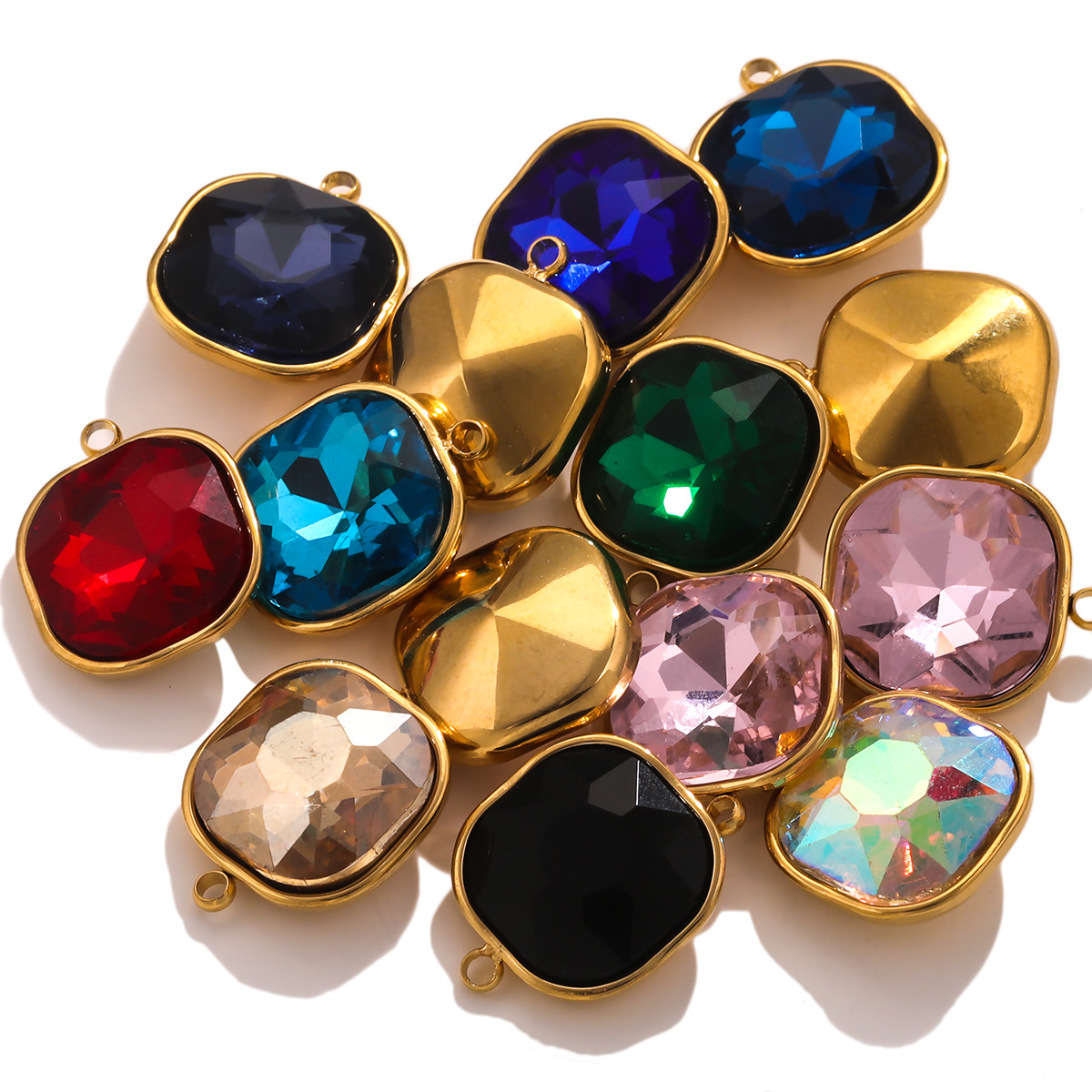 Acero inoxidable cristal colgante mar azul gema color titanio acero colgante collar DIY accesorios de la joyería