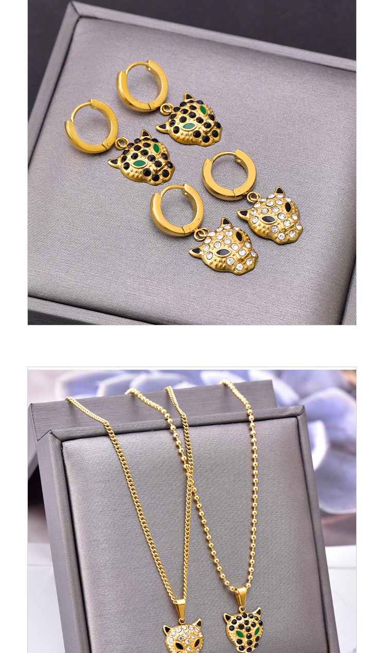 Fashion Animal Titanium Steel Plating Inlay Zircon Earrings Necklace