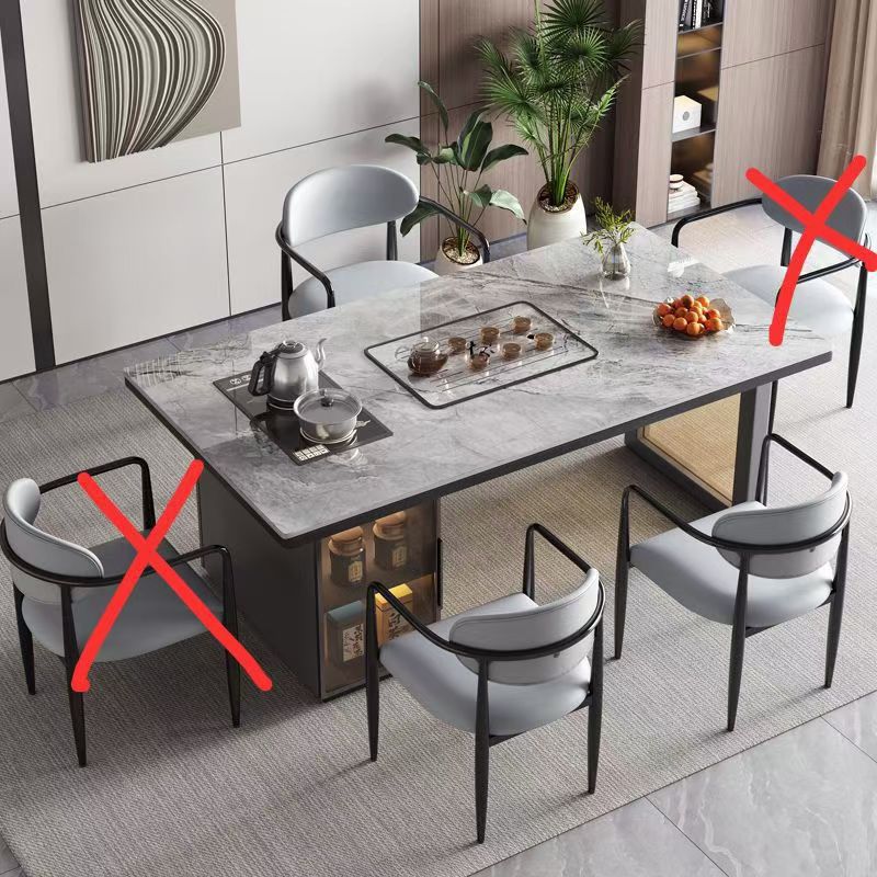 Red de Internet mesa de té de losa de roca de lujo ligero de estilo italiano, un conjunto completo de mesas y sillas de té de kung fu de oficina, mesa de té rectangular