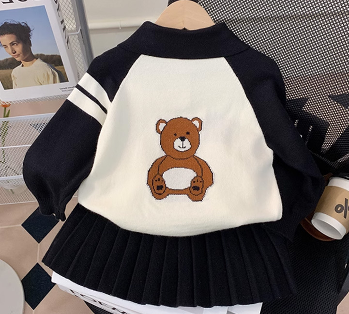 Girls' Knitted Sweater Skirt 2023 New Children's Wear Baby Spring Autumn and Fashionable Two_voghion.com