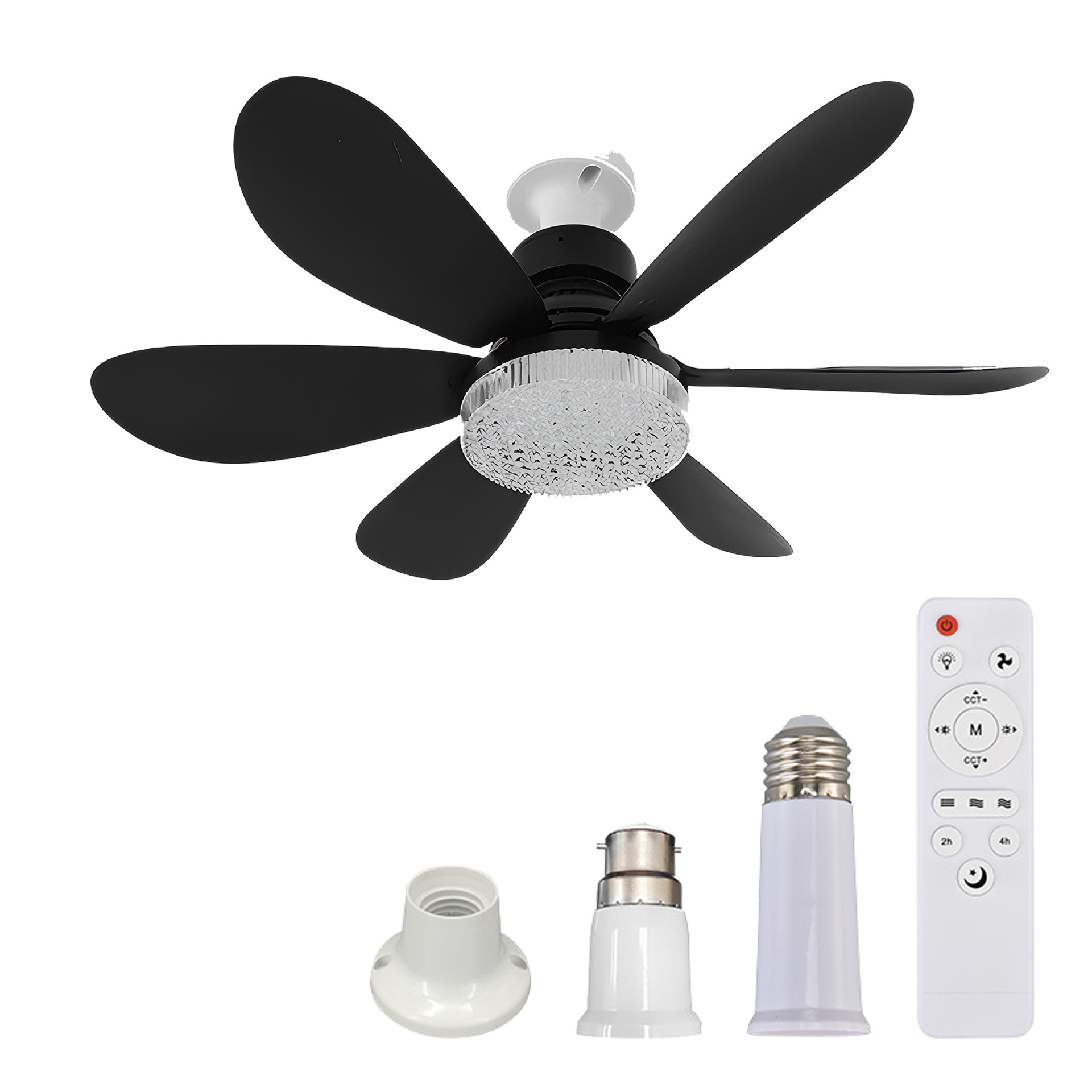 Ventilador de Techo con Luz E27 de ABS Silencioso para Comedor y Dormitorio
