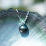 10K金大溪地天然海水珍珠项链11-12mm王妃款吊坠正圆强光跨境专供