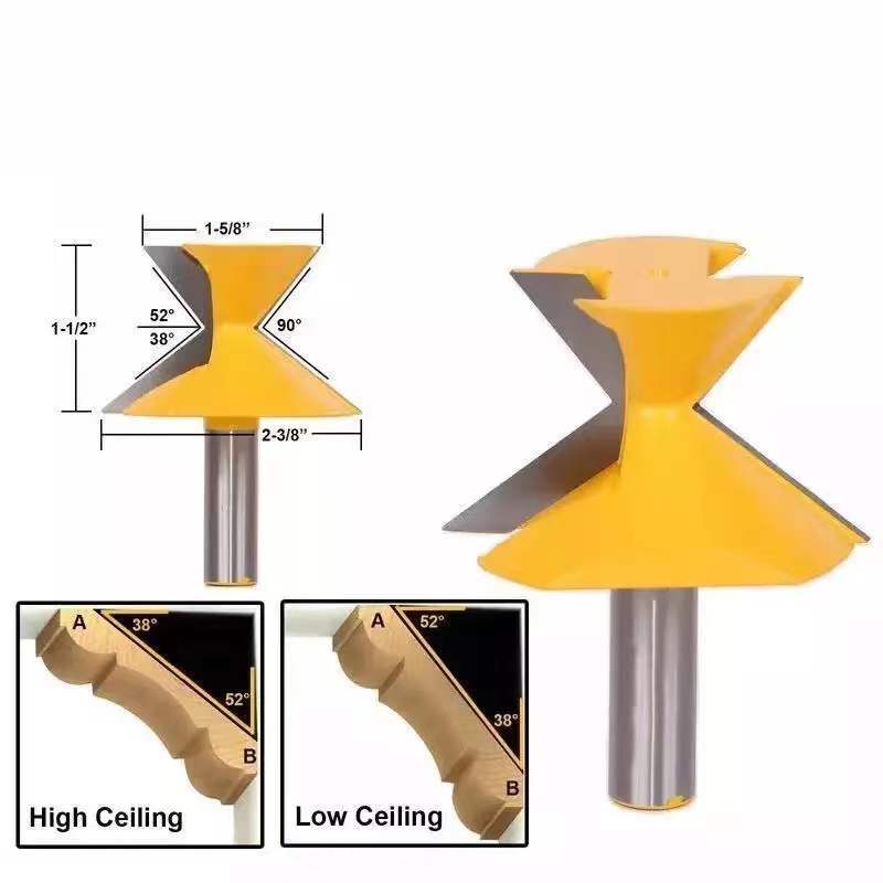 1/2柄38°/52°吊顶刀切角刀90度V刀具木工铣刀雕刻机铣刀