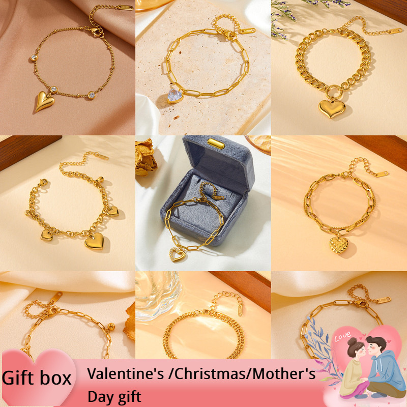 Titanium Steel Peach Heart Love Bracelet Fadeless Christmas Valentine's Day Gift 18K Stainless Steel Bracelet