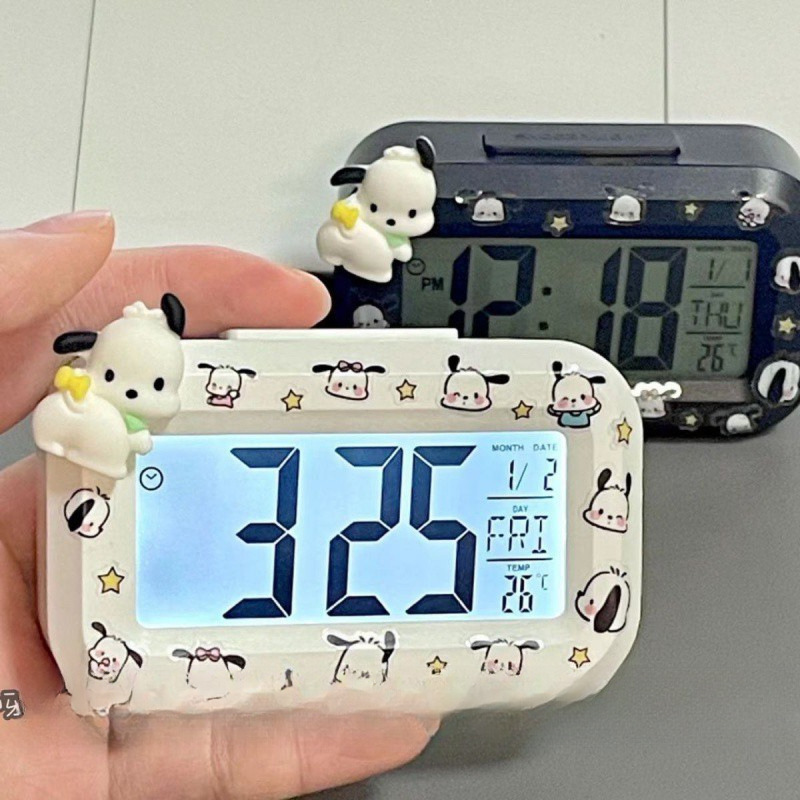 新款帕恰狗迷你夜光台钟多功能可爱静音便携学生小巧桌面钟表时钟|undefined
