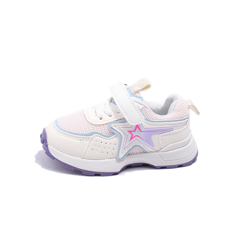 Zapatos de malla para niños, novedad primavera 2026, venta al por mayor, zapatos deportivos transpirables de suela blanda para bebés y niños pequeños, zapatos deportivos para niñas.