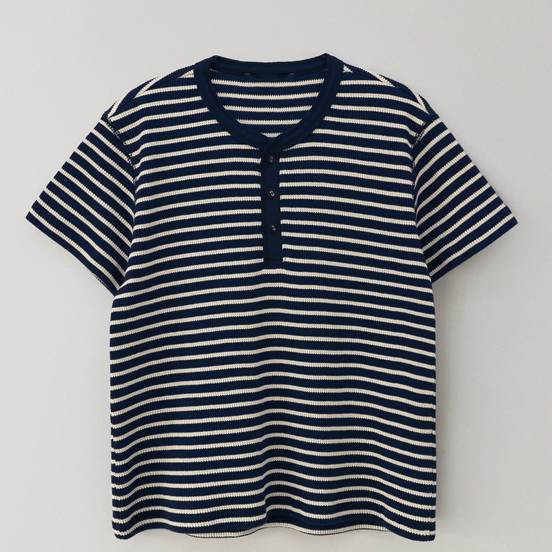 In stock nothing written striped short-sleeved T-shirt female 2024 spring and summer niche versatile casual simple top
