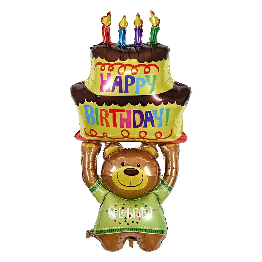 INS estilo coreano Decoración de cumpleaños pastel oso globo decoración de la fiesta de cumpleaños de los niños foto de cumpleaños decoración de la escena