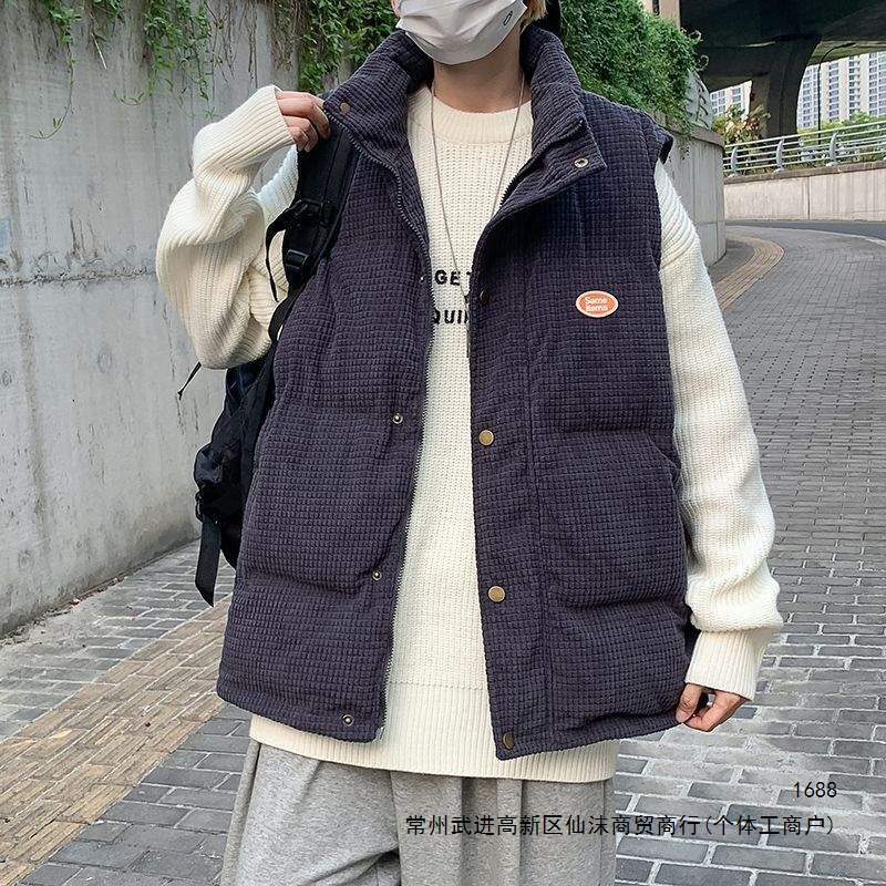 Men's cotton-padded jacket 2026 trendy brand ins corduroy coat vest autumn and winter thick loose plus size outer cotton-padded coat