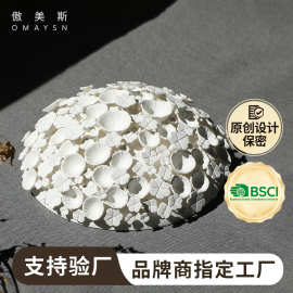 陶瓷瓷板画傲美斯Omaysn跨境圆形陶瓷花摆件工艺品家居艺术摆件