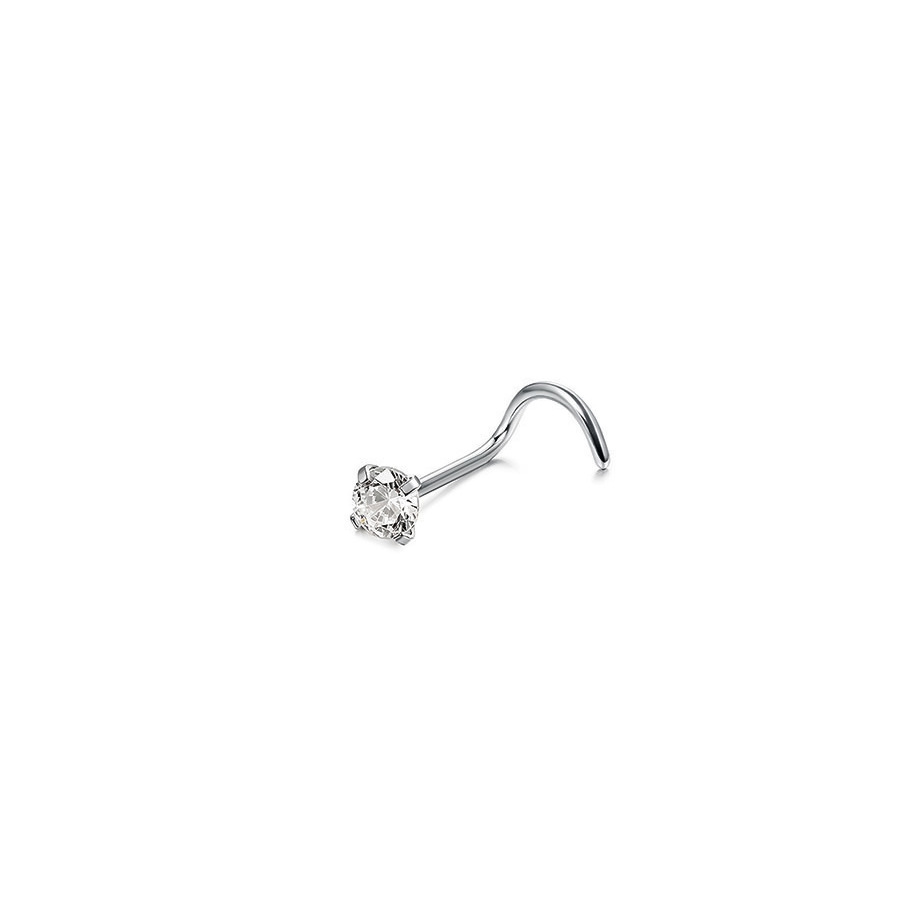 Piercing al naso a perno curvo in acciaio inossidabile 316L, rotondo, quadrato, con zircone, spessore 0,8 mm_voghion.com