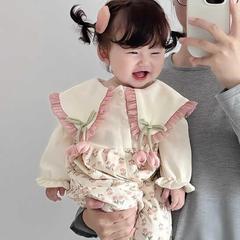 婴儿衣服秋季连体衣新生儿女宝宝碎花公主包屁衣棉质双层爬服外出