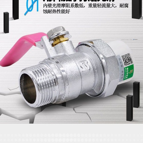 63mm (2 inches) PPR double living joint copper ball valve with red handle, copper core, copper rod, copper body PPR living joint full copper ball valve wholesale