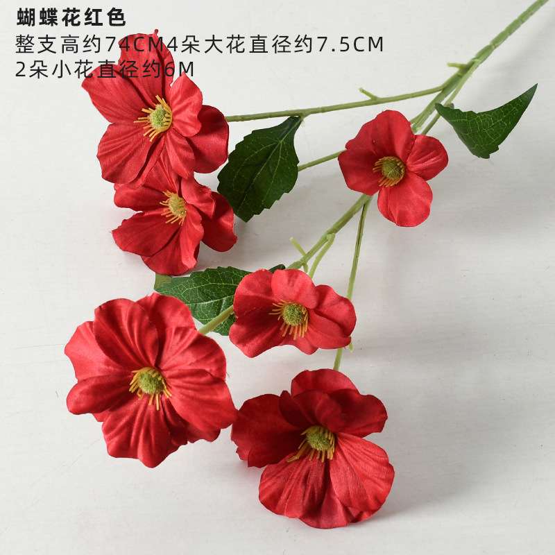 6 butterfly flowers red