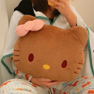 Cute Black Leather Cat Pillow Dormitory Bedside Pillow Pillow Sofa Backrest Cushion Car Waist Decorative Doll