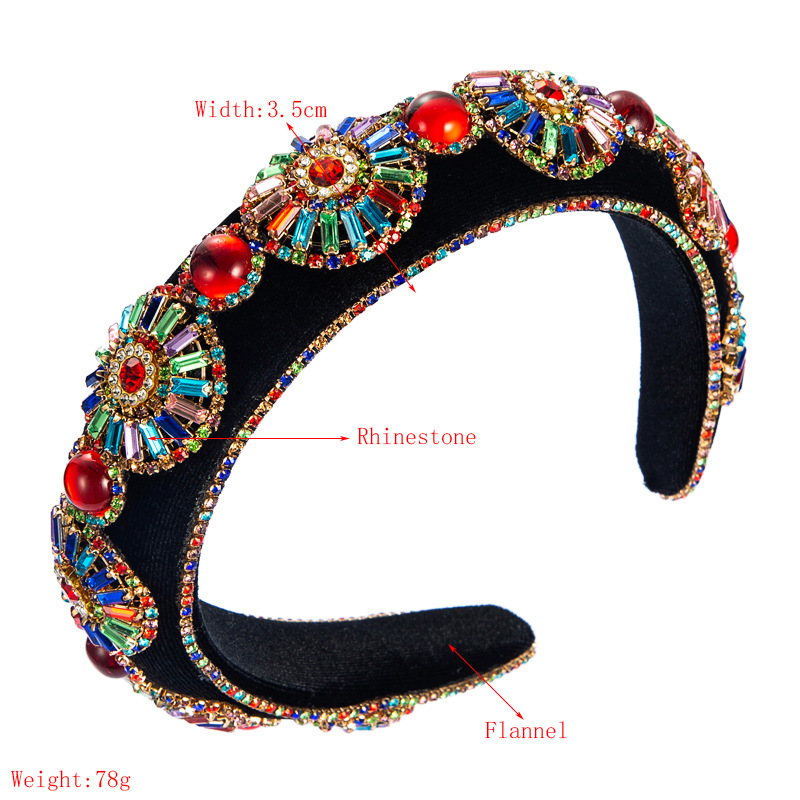 New Baroque Style Fashion Rhinestone Flower Flannel Headband display picture 1