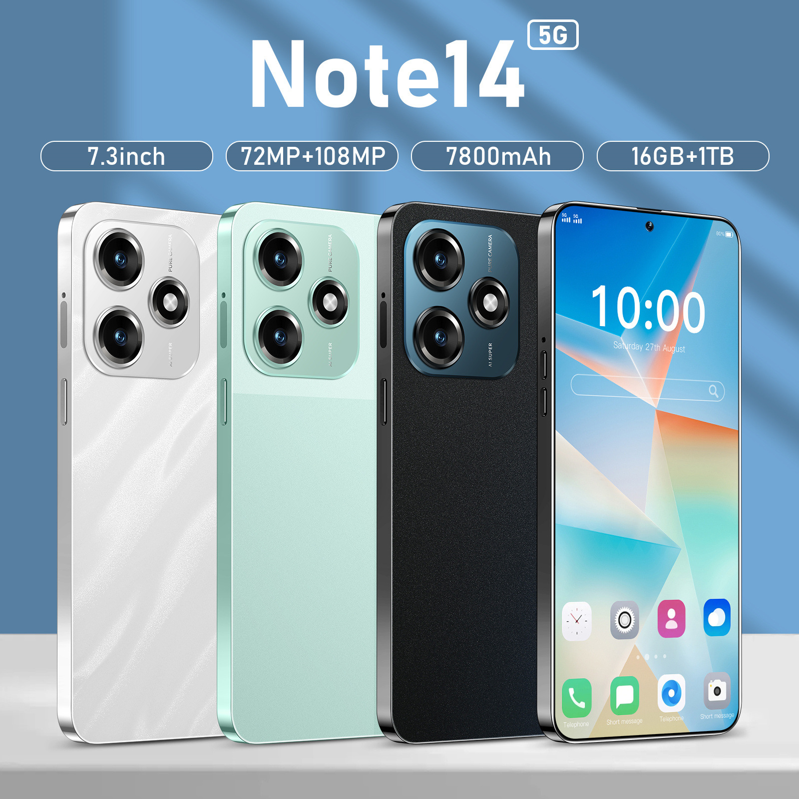 New Note 14 Cross-Border Mobile Phone 7.3-Inch 2+16Gb All-In-One Export Smartphone Aliexpress Best-Selling Model