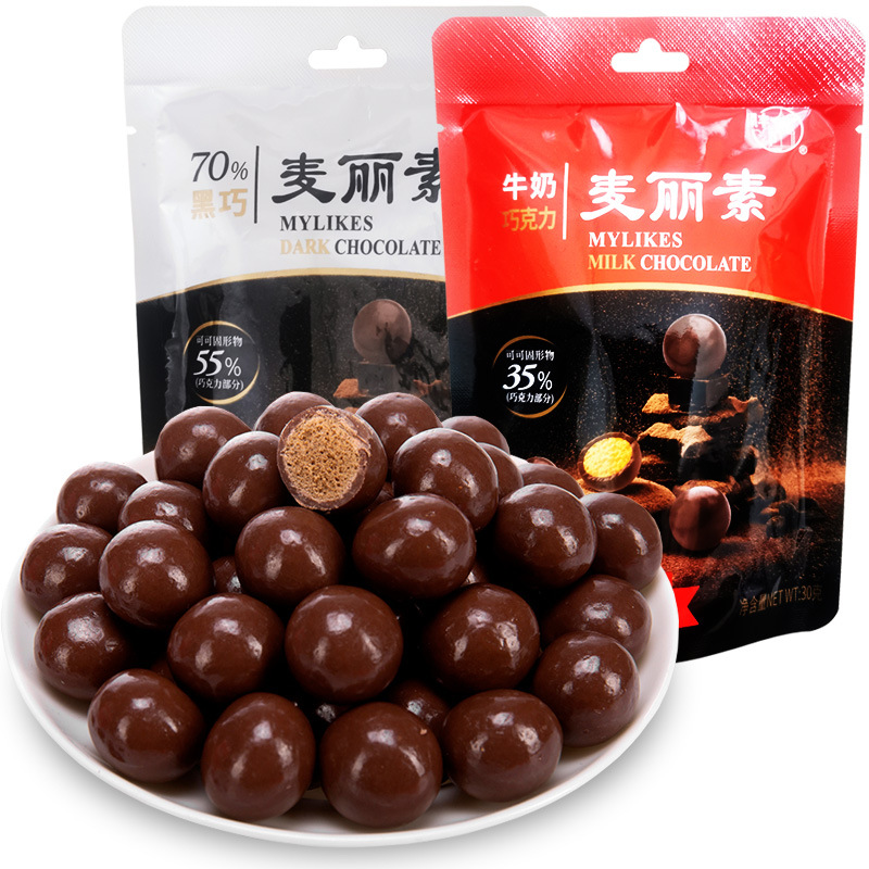 Liang Feng Melts 30g*24 Bags Full Box Chocolate Beans Children Nostalgic Snack Candies【Pure Cocoa Butter】