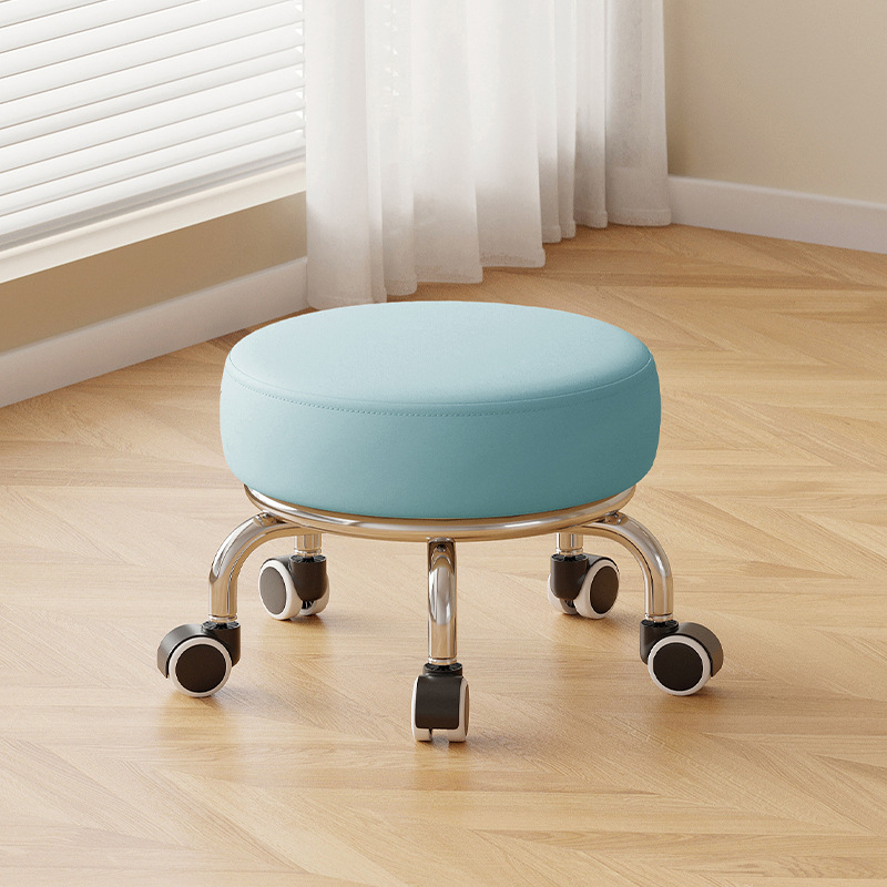 Polia doméstica taburete bajo rueda universal pequeño taburete silencioso rotativo taburete redondo móvil con artefacto moderno y simple