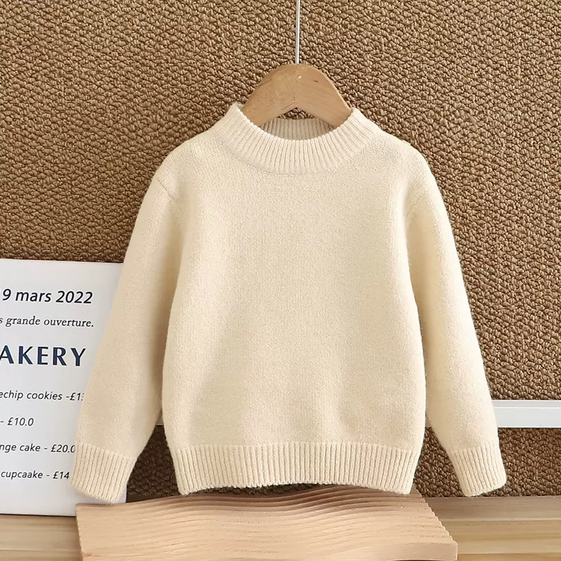 男童加绒加厚毛衣秋冬季儿童打底衫百搭中小童保暖针织衫