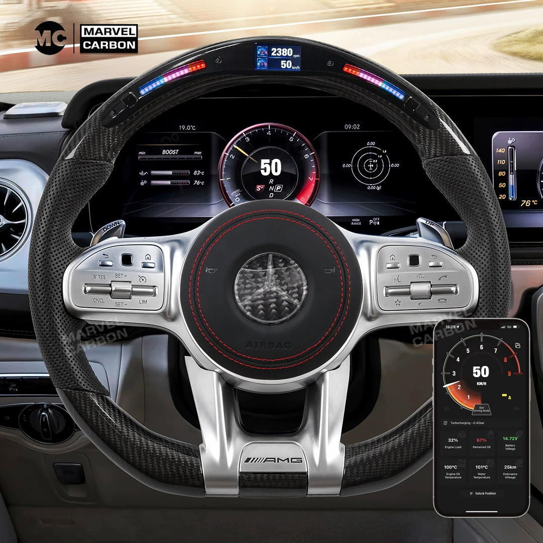 Mercedes Benz, руль из углеродного волокна, телефон, 2019