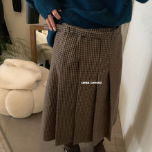 i miss2025冬季新款设计感千岛格显瘦羊毛呢半身裙女中长款裙子